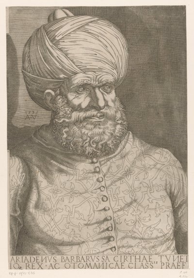 Portrett av admiral Khair ad-Din Barbarossa av Agostino Veneziano