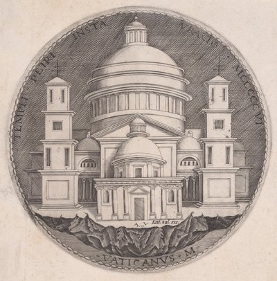 Peterskirken, datert 1517. av Agostino Veneziano