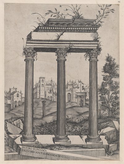 Mirror of Roman Magnificence: Temple of Antoninus and Faustina, 1500-tallet., 1500-tallet. av Agostino Veneziano.