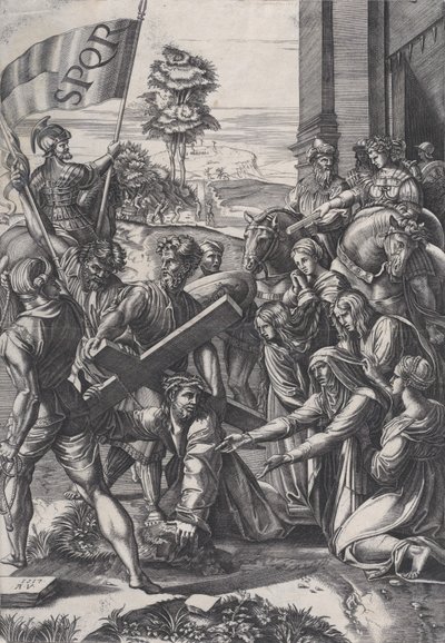 The Bearing of the Cross, 1517. av Agostino Veneziano