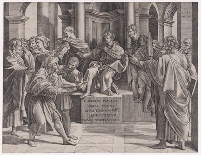 The Blinding of Elymas, datert 1516., datert 1516. av Agostino Veneziano