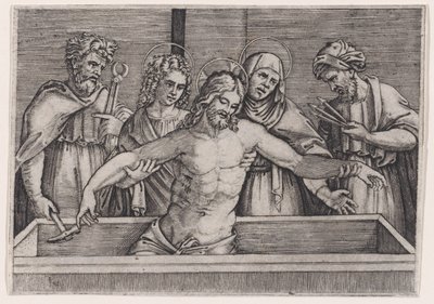 Kristi gravlegging, ca. 1514-36. av Agostino Veneziano