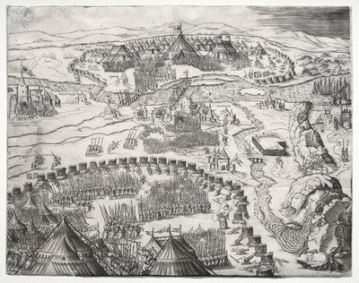 Posisjonen og leiren til hærene til Charles V og Soliman II av Agostino Veneziano