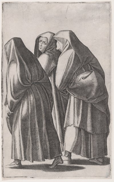 De tre hellige kvinnene som går til graven, ca. 1514-36. av Agostino Veneziano