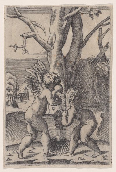 To amoriner, ca. 1519. av Agostino Veneziano