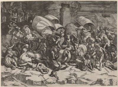 Kampen med Cutlass av Agostino dei Musi, after Giulio Romano