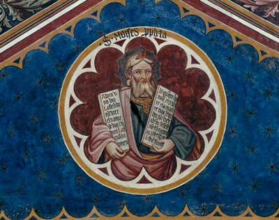 Moses, detalj av det fjerde spennet i taket (fresco) av Agostino di Marsiglio