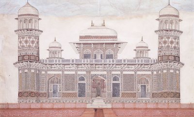 Itmad-ud-daulas grav, ca. 1815 (blyant, penn og svart blekk, w/c, forsterket med berøringer o) av Agra School
