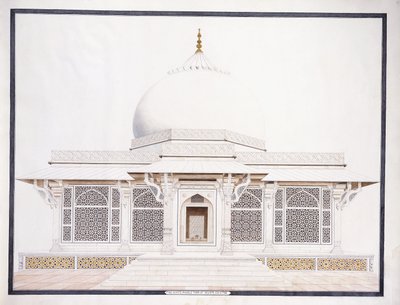 Den hvite marmorgraven til Seliem Chistie, ca. 1815 (blyant, penn og blekk, m/c) av Agra School