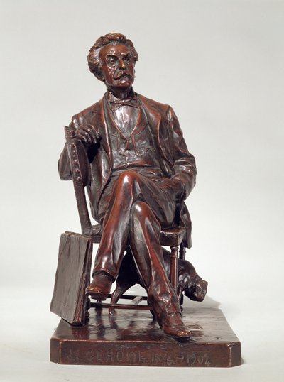 Et sittende portrett av Jean Leon Gerome (1824-1904) 1904 (bronse) av Aimé Nicolas Morot