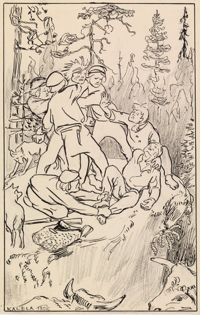 Kamp på Hiidenkivi-klippen av Akseli Gallen-Kallela
