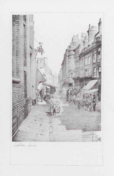 London Lanes: Leather Lane (litografi) av Alan Stapleton