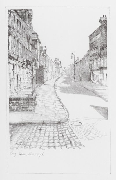 London Lanes: Long Lane, Borough (litografi) av Alan Stapleton
