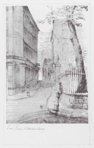 London Lanes: Love Lane, Aldermanbury (litografi) av Alan Stapleton