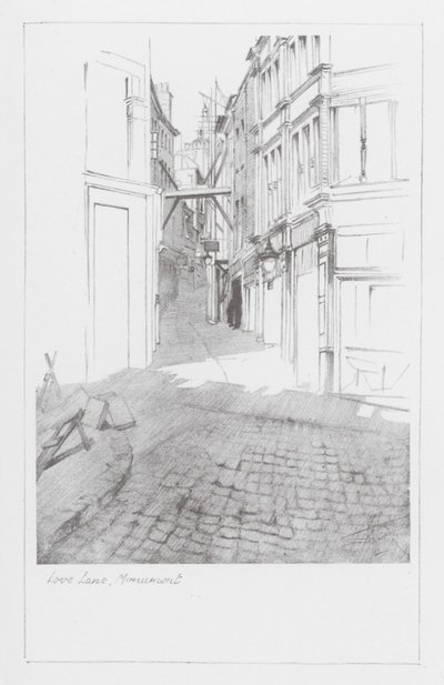 London Lanes: Love Lane, Monument (lito) av Alan Stapleton