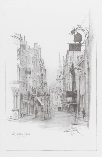 London Lanes: St. Martin#39;s Lane (litografi) av Alan Stapleton