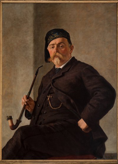 Mann med rør (olje på lerret) av Albano Lugli