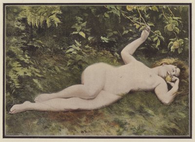 En datter av Eva (farge litho) av Albert Auguste Fourie