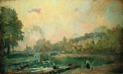 Langs Seinen (olje på lerret) av Albert Charles Lebourg
