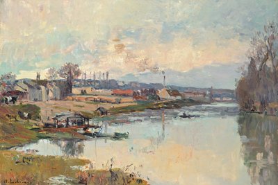 Seinen ved Port Marly (olje på lerret) av Albert Charles Lebourg