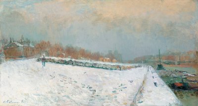 Port de Bercy, Winter (olje på lerret) av Albert Charles Lebourg