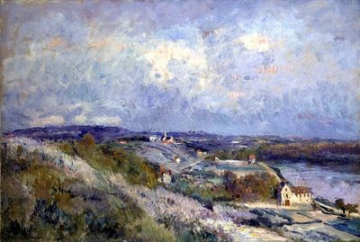 The Hills at Herblay om våren (olje på lerret) av Albert Charles Lebourg