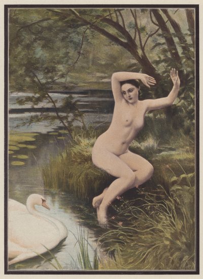 Leda, spartansk prinsesse fra gresk mytologi (farge litho) av Albert (after) Aublet