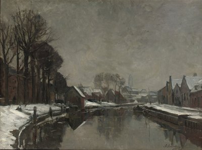 En belgisk by om vinteren, 1912 av Albert Baertsoen