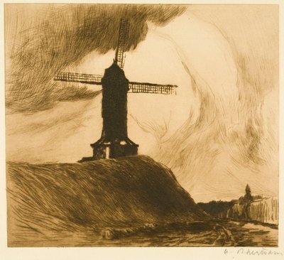Møller på vollene I (Brugge) av Albert Baertsoen