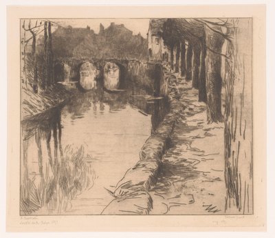 Gammel bro over en kanal i Diksmuide Vieux Pont (tittel på objekt) Gammel bru i Diksmuide av Albert Baertsoen