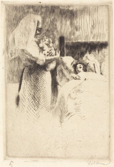 Fødselsmelding for Anne-Élisabeth Besnard (Anne-Élisabeth Besnard fødselskort) av Albert Besnard