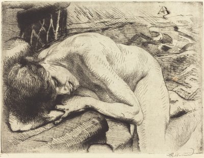 Modell Sovende på gulvet av Albert Besnard