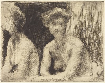 Naken kvinne ved et briller av Albert Besnard