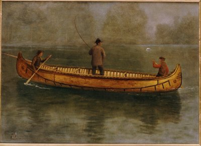 Fiske fra kano av Albert Bierstadt