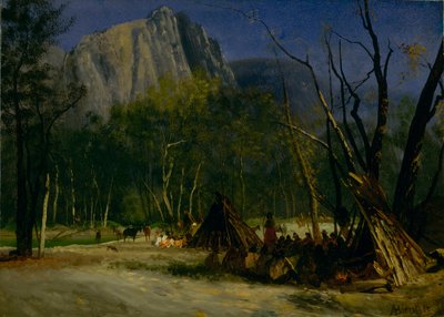 Indianere i råd, California av Albert Bierstadt