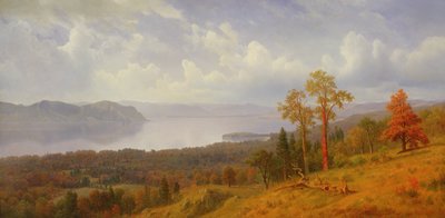 Utsikt over Hudson ser over Tappan Zee mot Hook Mountain, 1866 av Albert Bierstadt