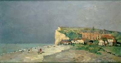 Puys-sous-Dieppe-stranden, Stormy Sky, ca. 1880 av Albert Charles Lebourg