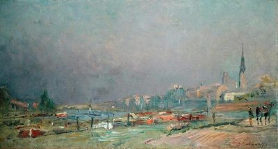 På elvebredden (olje på lerret) av Albert Charles Lebourg