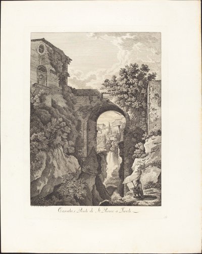 Foss og Ponte di San Rocco i Tivoli av Albert Christoph Dies