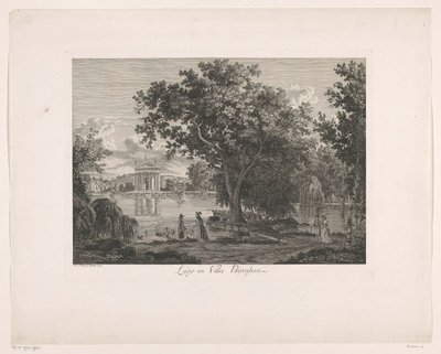 Utsikt over innsjøen ved Villa Borghese Lago ved Villa Borghese (tittel på objekt) Malay Radirte Prospekte aus Italien (serietittel) av Albert Christoph Dies