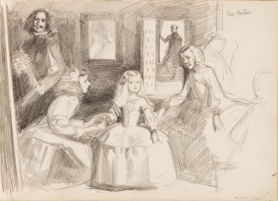 Las Meninas, skisse etter Diego Velázquez av Albert Edelfelt
