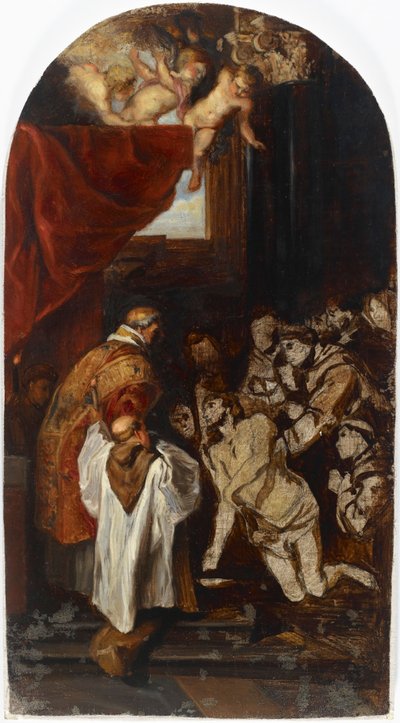 Die letzte heilige Kommunion des Heiligen Franziskus von Assisi, Kopie nach Rubens av Albert Edelfelt