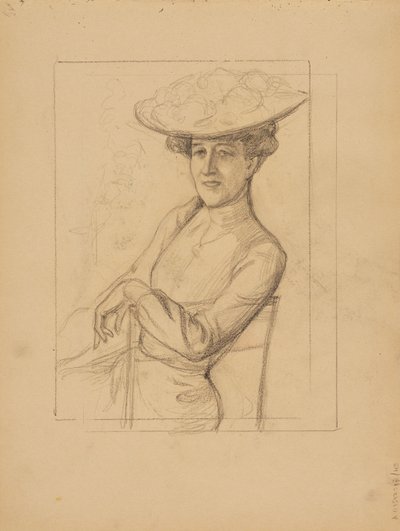 Sittende kvinne med hatt av Albert Edelfelt