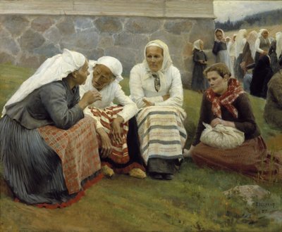 Kvinner utenfor Kirken i Ruokolahti av Albert Edelfelt