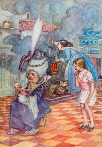 Illustrasjon for Alice i Eventyrland (farge litho) av Albert Edward Jackson