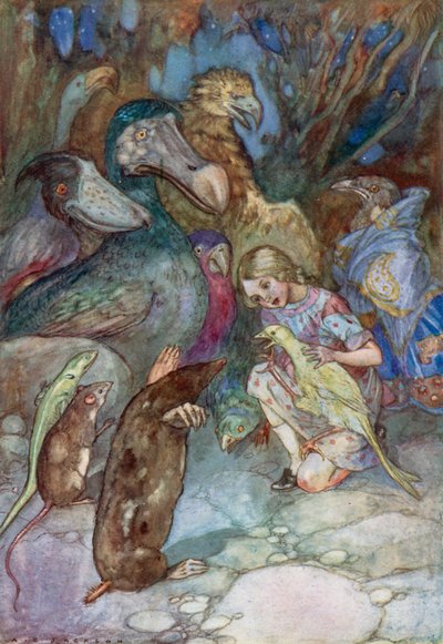 Illustrasjon for Alice i Eventyrland (farge litho) av Albert Edward Jackson