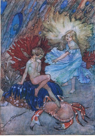 "Nei, ikke stikk den stakkars krabben om Tom", fra The Water Babies pub. av Humphrey Milford Oxford University Press, ca. 1930 (farge litho) av Albert Edward Jackson
