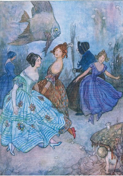 Hun stappet de stakkars føttene deres i de mest fryktelig trange støvlene og fikk dem til å danse, fra The Water Babies pub. av Humphrey Milford Oxford University Press, ca. 1930 (farge litho) av Albert Edward Jackson