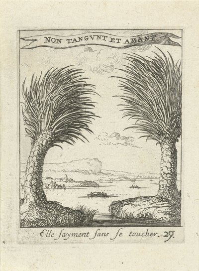 To palmer, atskilt fra hverandre Moraliserende kjærlighetsemblemer (serietittel) Devises et emblesmes d'amovr moralisez (serietittel) av Albert Flamen