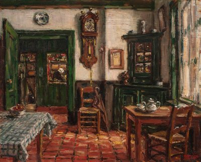 The Inn, Zeeland (olje på panel) av Albert Geudens